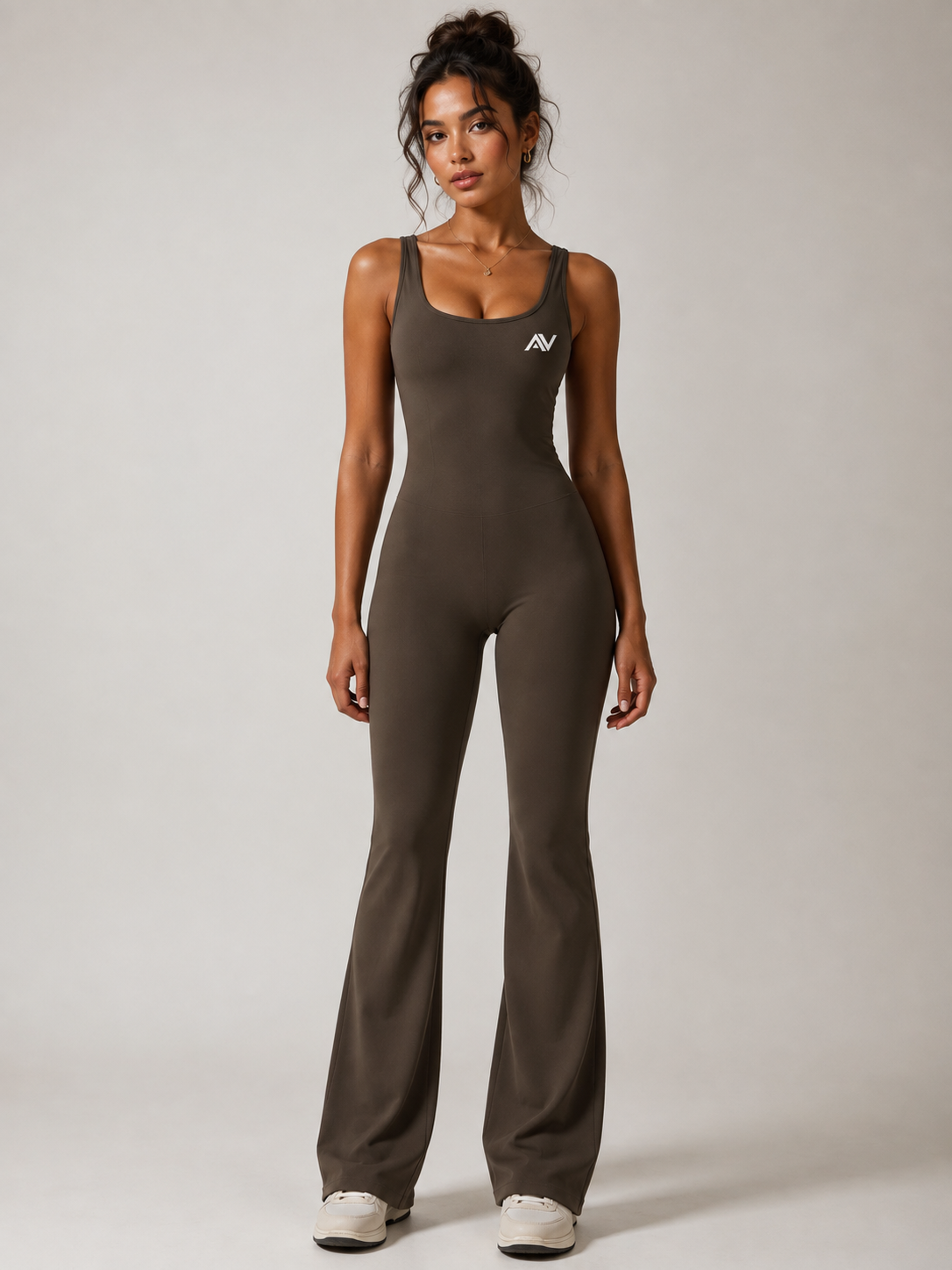 Fluid Sculpting Jumpsuit – Coffee