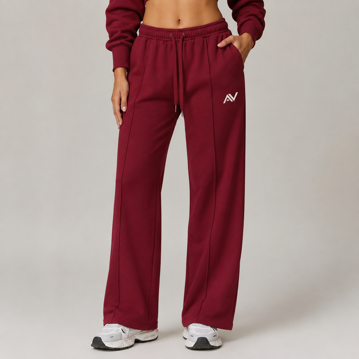 Winter High Waist Loose Fit Sports Sweatpants for Women Pocket Straight Leg Casual Pants Fitness Running Sports Pants for Women