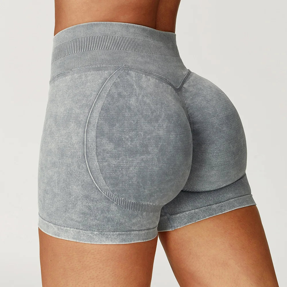 High Waist Yoga Shorts Women Sand Washed Yoga Shorts Workout Shorts Fitness Yoga Lift Butt Fitness Yoga Gym Running Short Pants