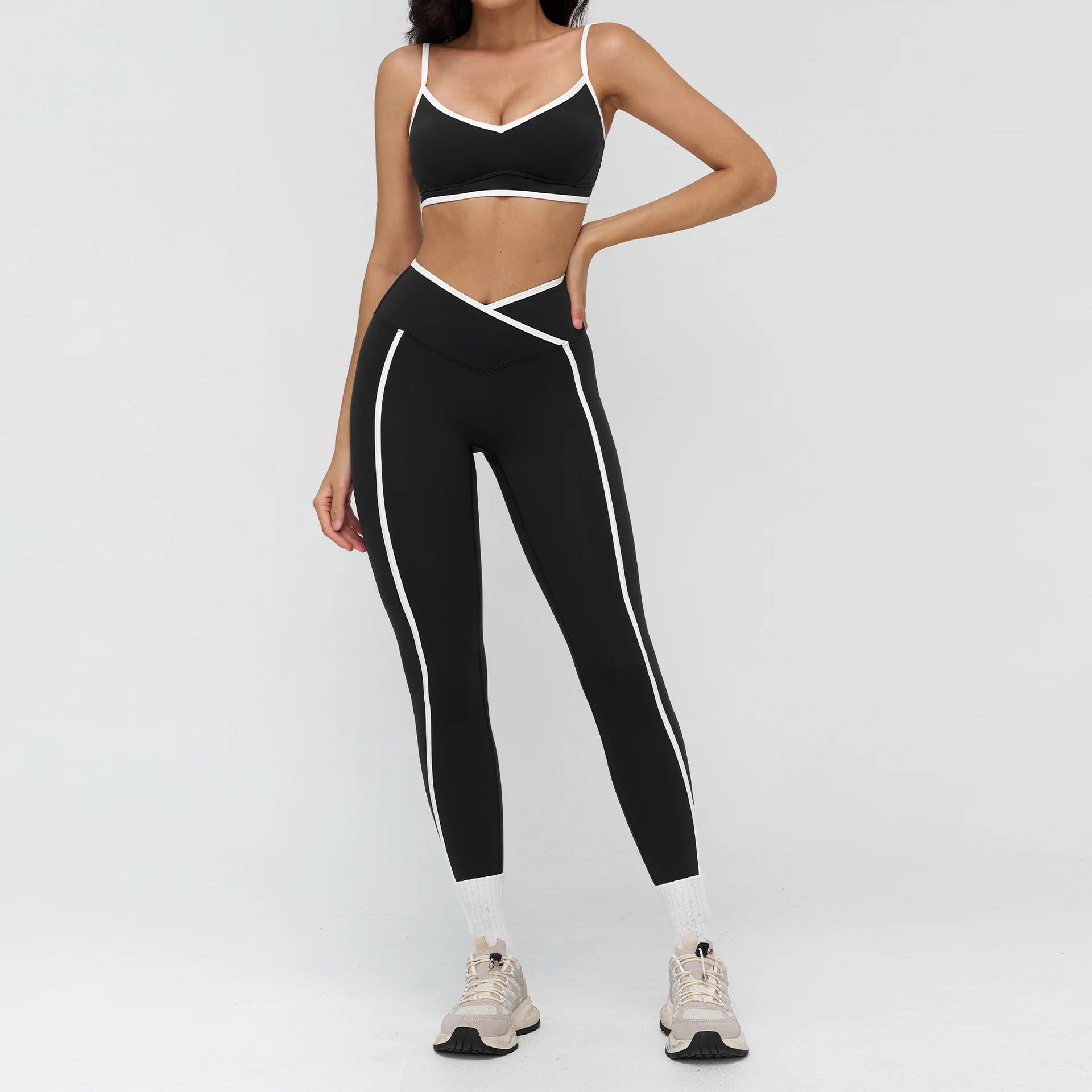 2PCS Women Tracksuits Fitness Set Yoga Set Gym Workout Athletic Wear Sports Bra High Waist Leggings Female Yoga Suit Sportswear