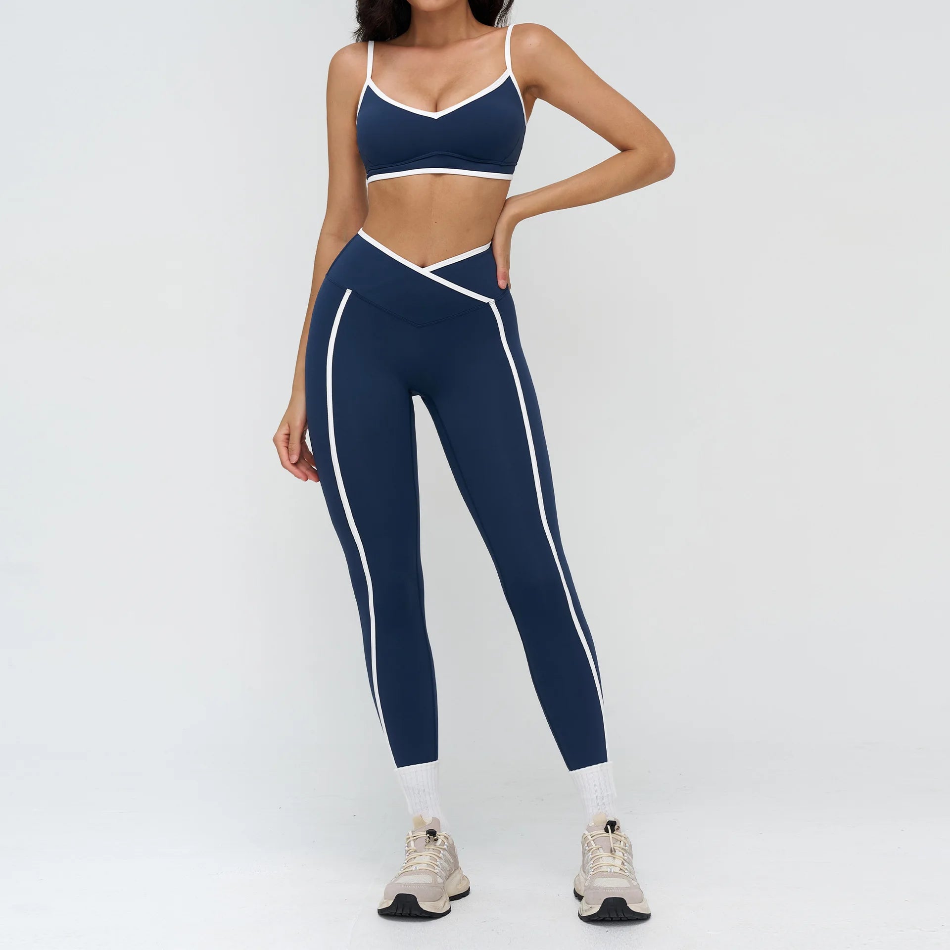 2PCS Women Tracksuits Fitness Set Yoga Set Gym Workout Athletic Wear Sports Bra High Waist Leggings Female Yoga Suit Sportswear