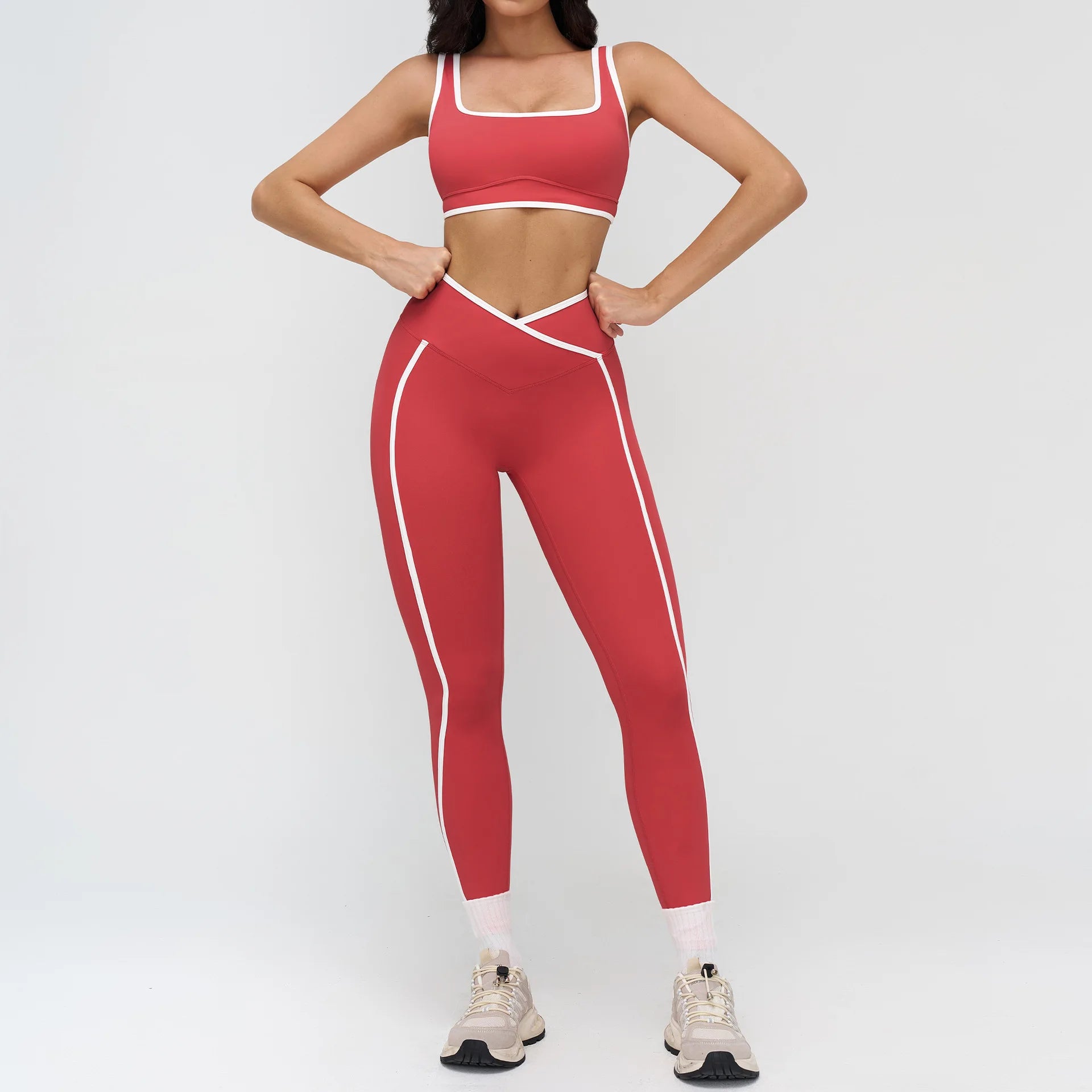 2PCS Women Tracksuits Fitness Set Yoga Set Gym Workout Athletic Wear Sports Bra High Waist Leggings Female Yoga Suit Sportswear