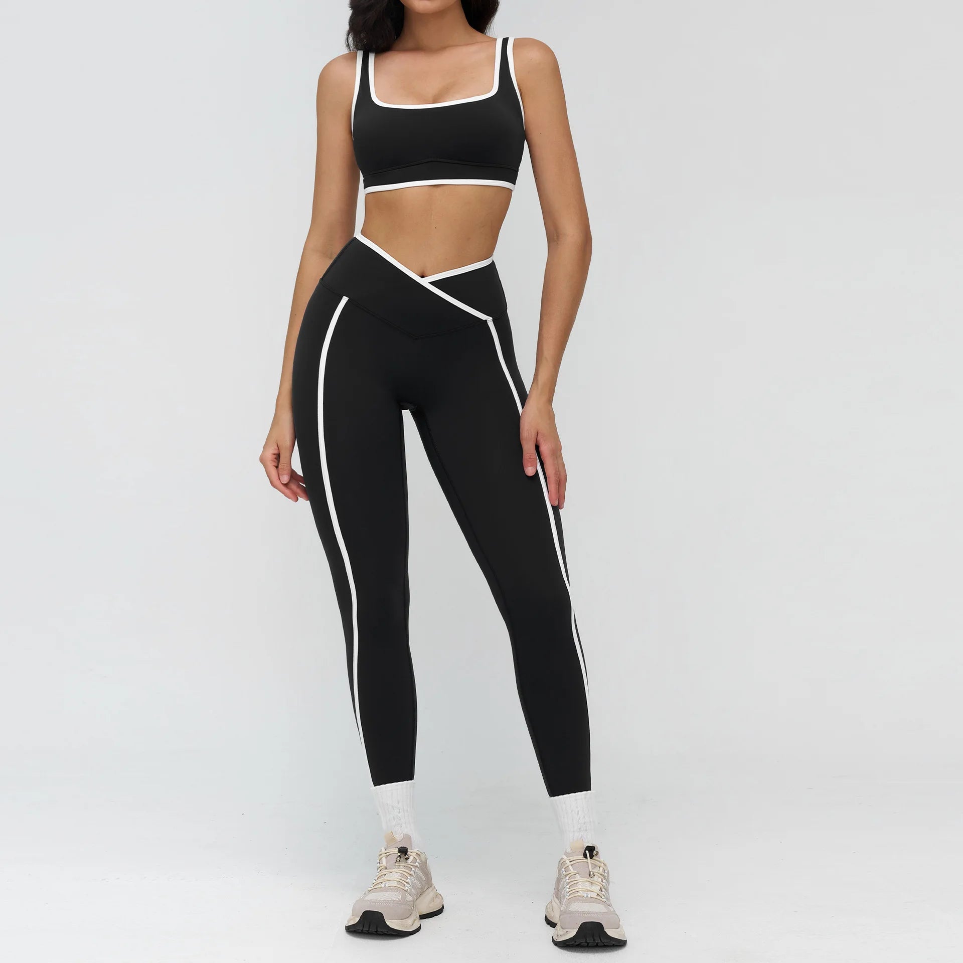 2PCS Women Tracksuits Fitness Set Yoga Set Gym Workout Athletic Wear Sports Bra High Waist Leggings Female Yoga Suit Sportswear