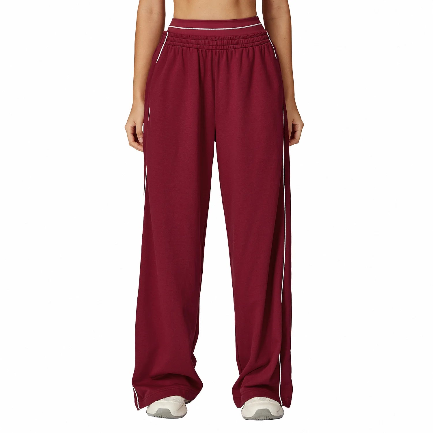Color Blocking Versatile Sports Pants Women Loose High Waisted Straight Leg Pants Women with Pockets Outdoor Casual Running Pant