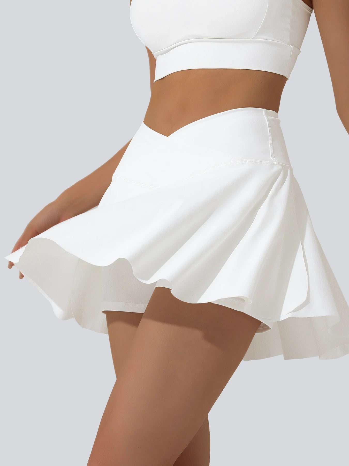 Women's High-Waisted Yoga Skirt with Pockets - Quick-Dry, Breathable, Stretchy Mid-Length Flared Skirt Suitable for Tennis, Golf, Running, and Dance - Solid Color Sports Training Skirt Pants, Umbrella Skirt Design, Spr