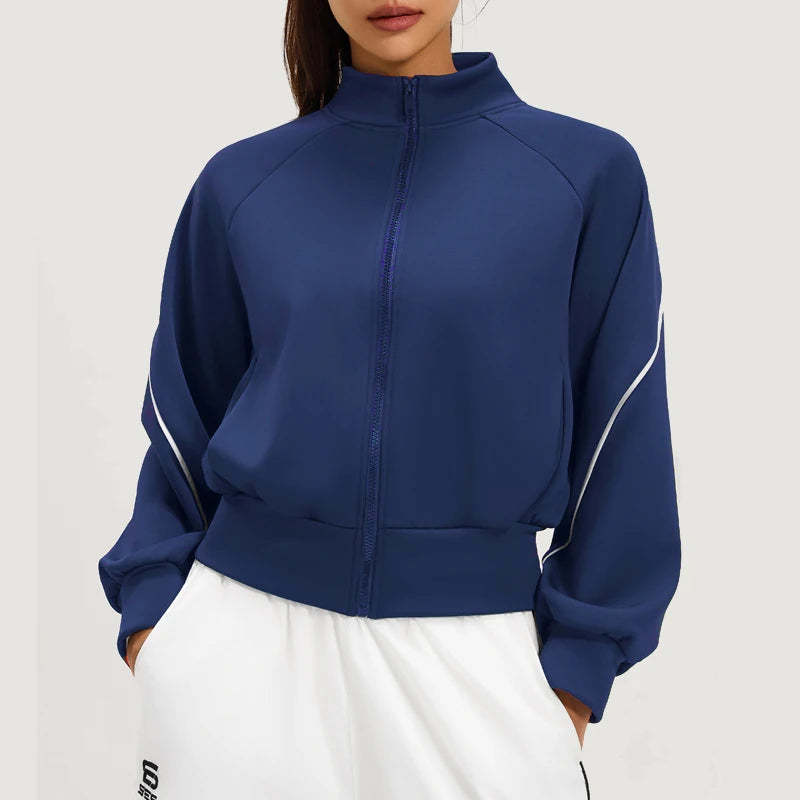 VITALINOVO Women's Full Zip up Athletic Jackets Fleece Lined Sports Running Track Jacket Winter Warm Thermal Workout Tops Pocket