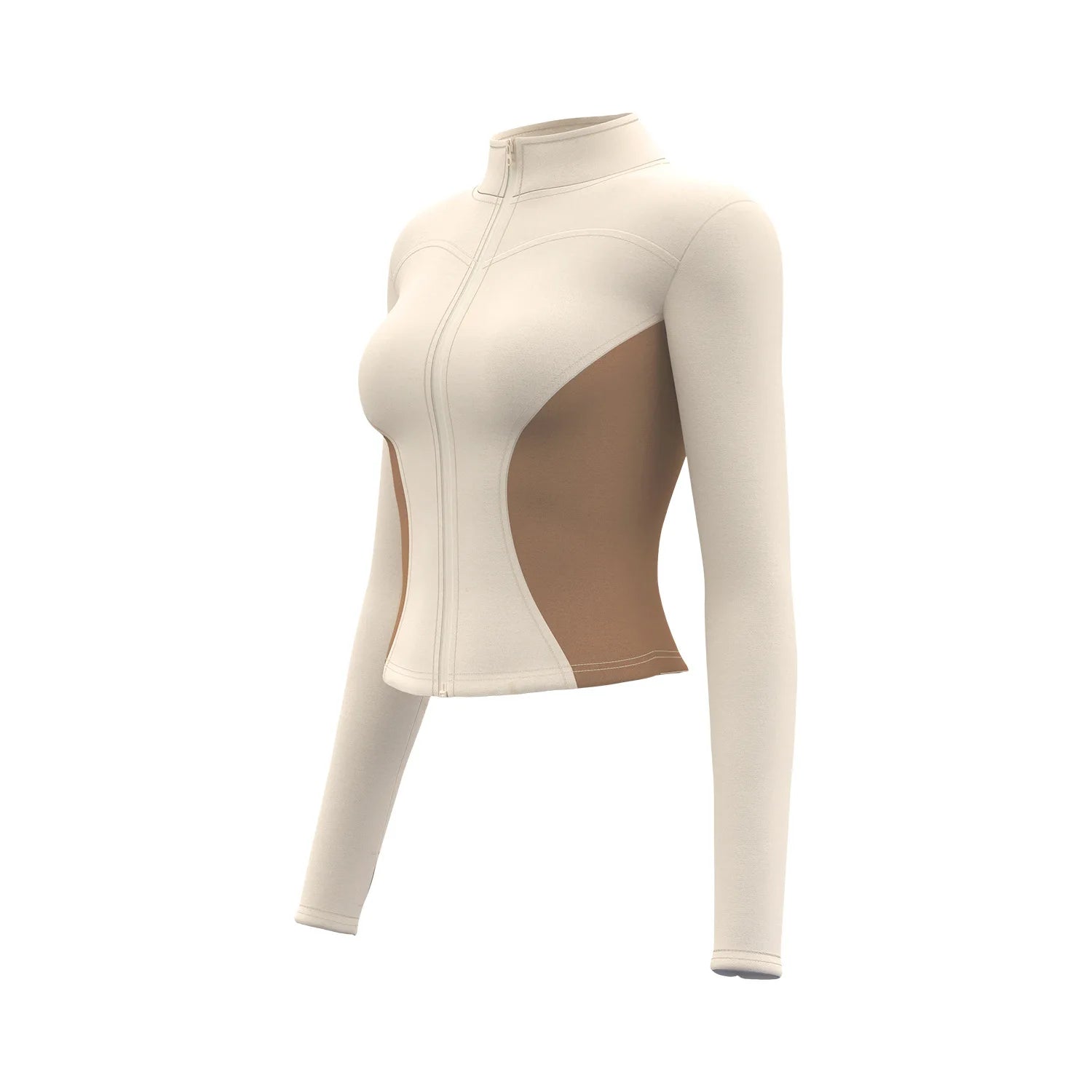 Color Blocked Slimming Yoga Jacket Women Autumn Winter Zipper Long Sleeve Thumb Sports Coat Gym Running Fitness Tops Large Size