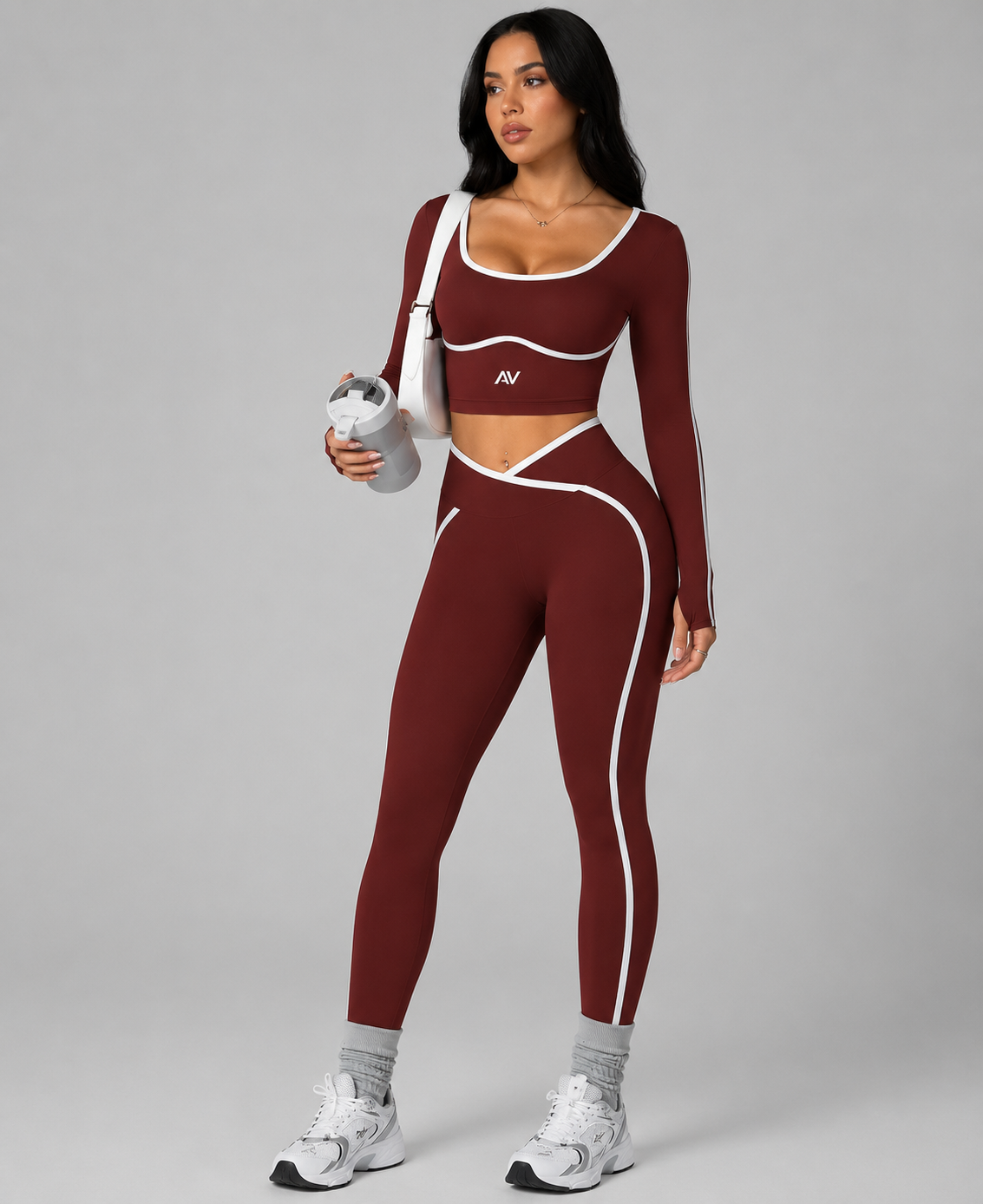 2026 Popular Color Blocking Yoga Set, Tight Yoga Long Sleeved Pants V Waist and Hip Lifting Tight Yoga Pants Luxury Set