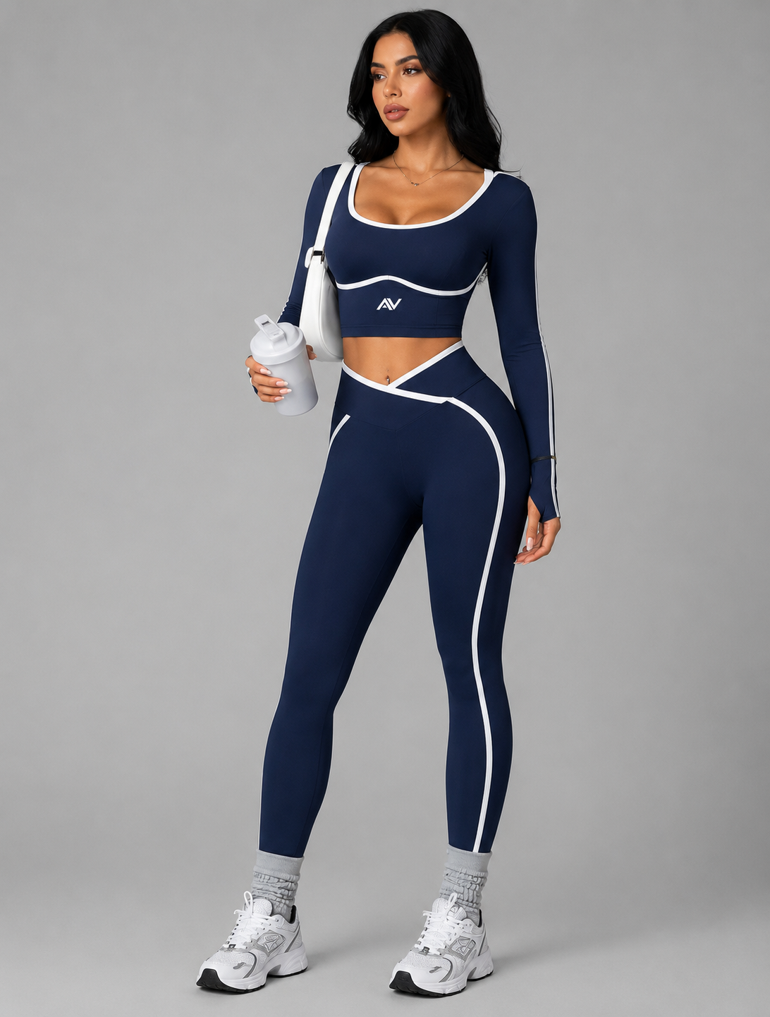 2026 Popular Color Blocking Yoga Set, Tight Yoga Long Sleeved Pants V Waist and Hip Lifting Tight Yoga Pants Luxury Set