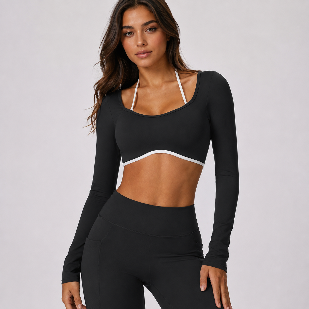 Women's Long Sleeve Top Hollowing Out Yoga Shirts Running T-Shirt Workout Running Fitness Gym Sports Top Training Crop Top