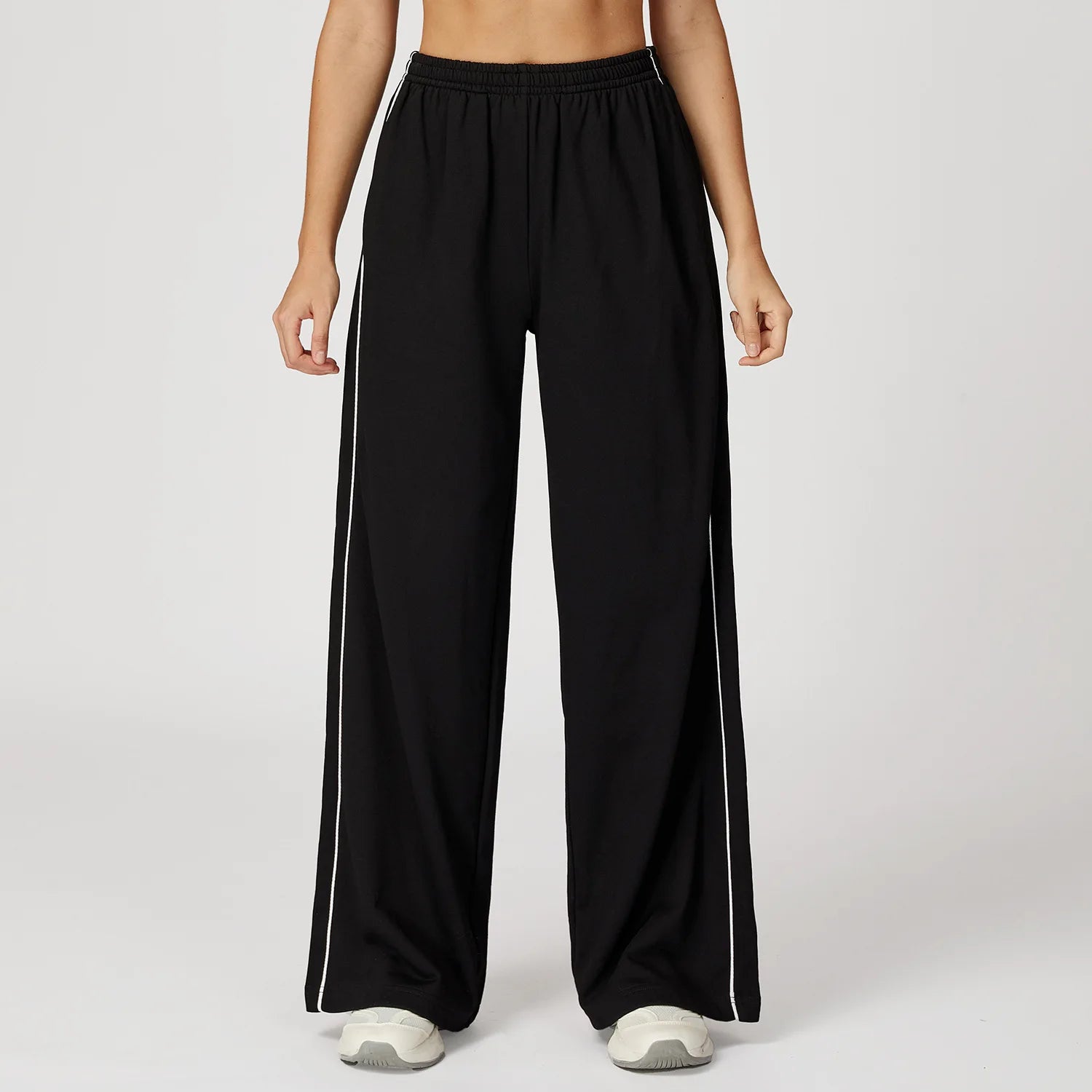 Color Blocking Versatile Sports Pants Women Loose High Waisted Straight Leg Pants Women with Pockets Outdoor Casual Running Pant