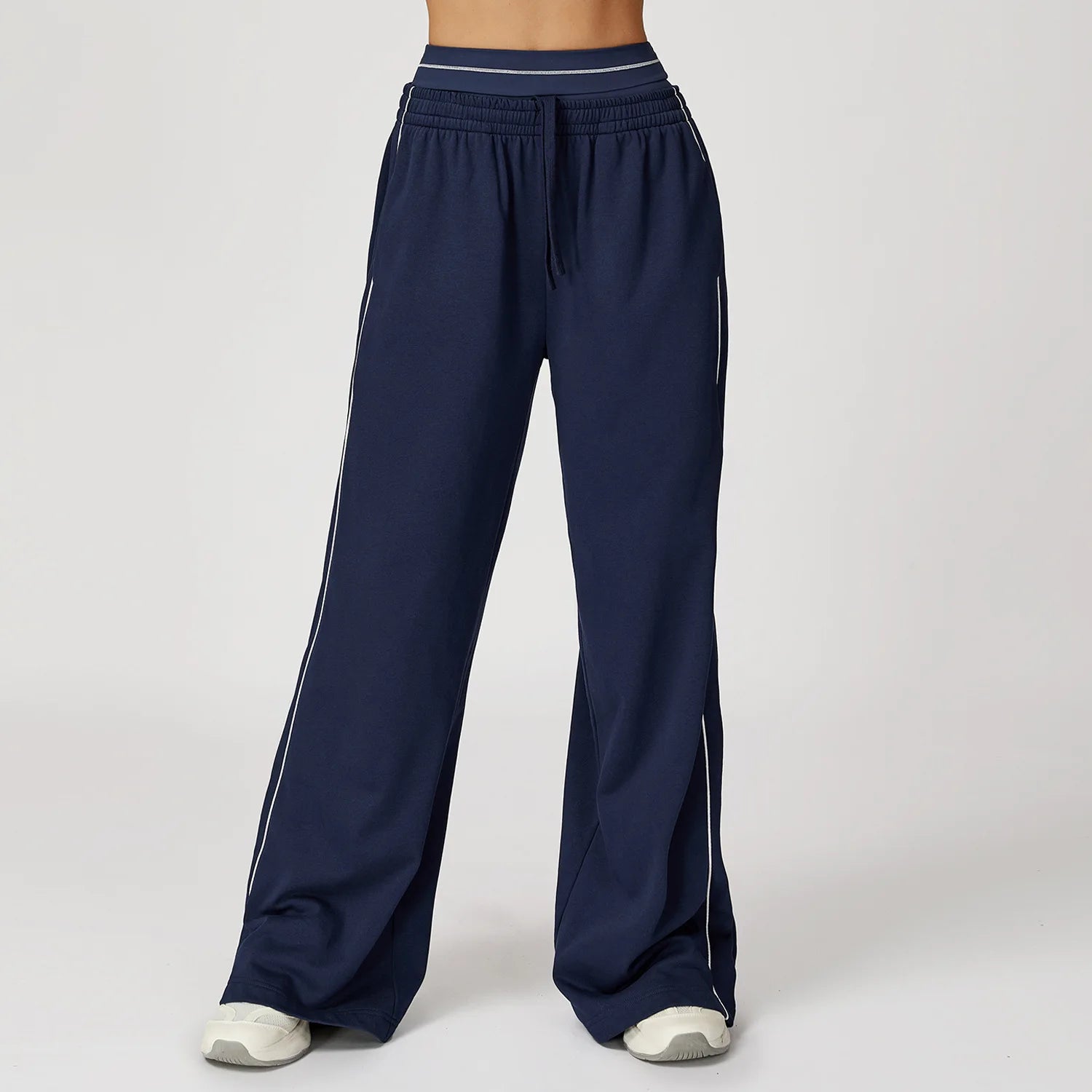 Color Blocking Versatile Sports Pants Women Loose High Waisted Straight Leg Pants Women with Pockets Outdoor Casual Running Pant