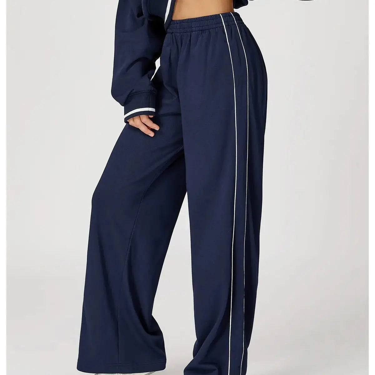 Color Blocking Versatile Sports Pants Women Loose High Waisted Straight Leg Pants Women with Pockets Outdoor Casual Running Pant