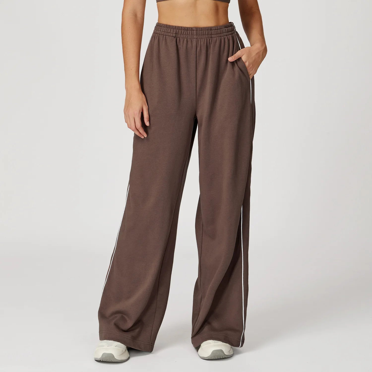Color Blocking Versatile Sports Pants Women Loose High Waisted Straight Leg Pants Women with Pockets Outdoor Casual Running Pant