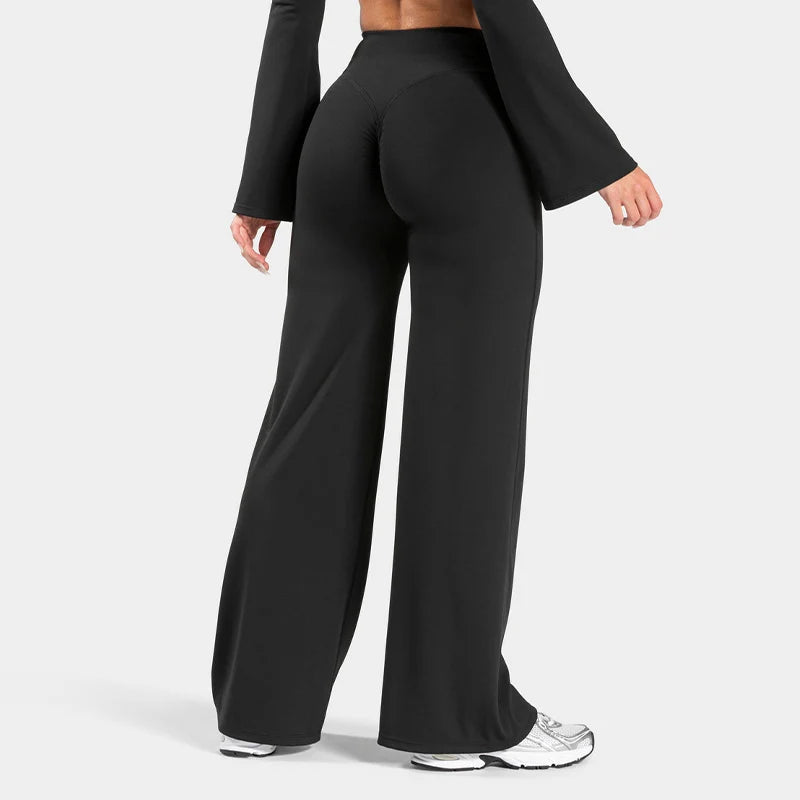 Charming Pro Scrunch Straight Leg Pants Butt Lifting Sculpting Wide Leg Leggings Gym Yoga Jogging Push Up Women Baggy Sweatpants