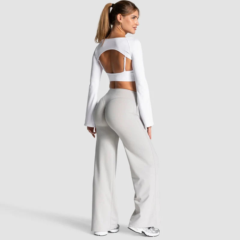 Charming Pro Scrunch Straight Leg Pants Butt Lifting Sculpting Wide Leg Leggings Gym Yoga Jogging Push Up Women Baggy Sweatpants