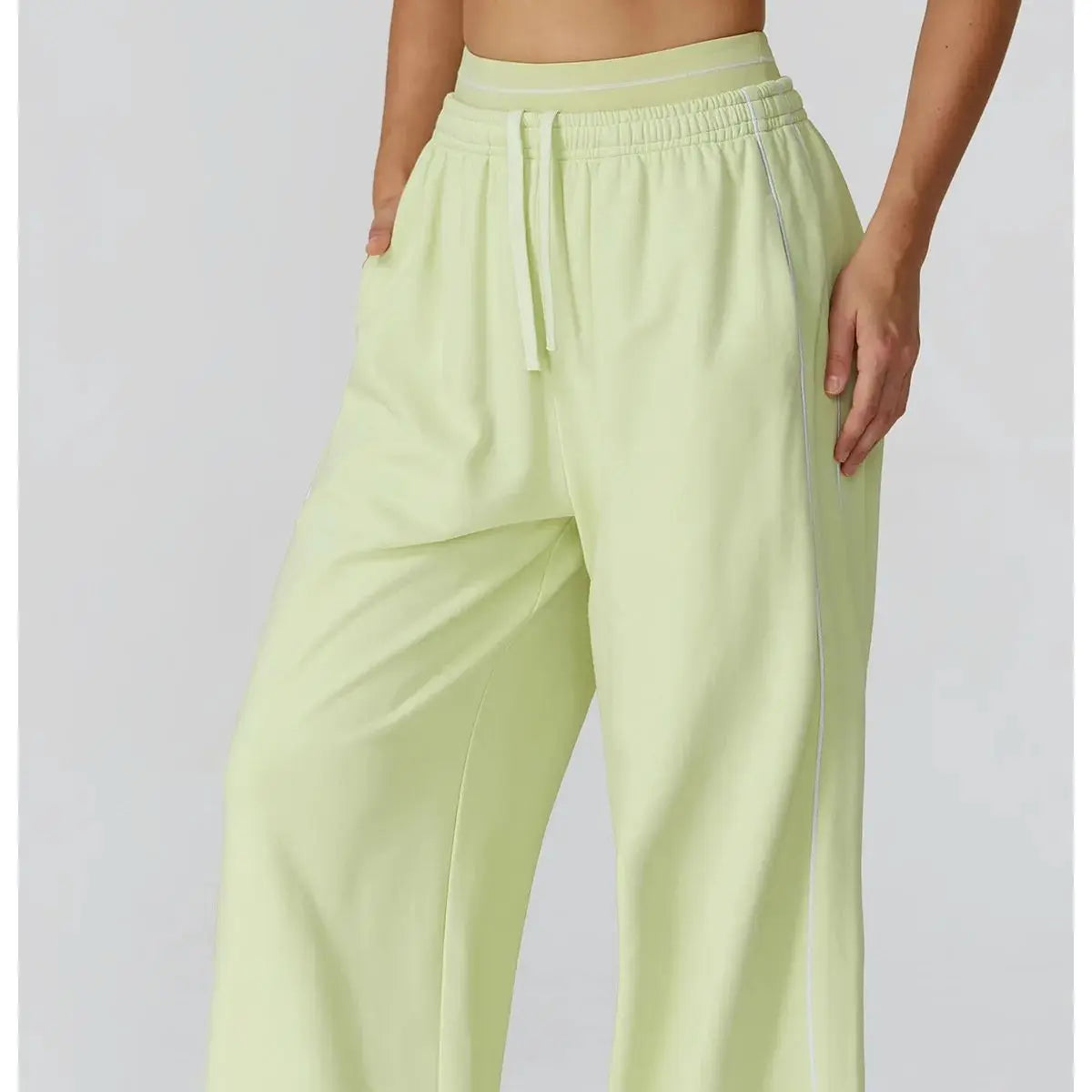 Color Blocking Versatile Sports Pants Women Loose High Waisted Straight Leg Pants Women with Pockets Outdoor Casual Running Pant