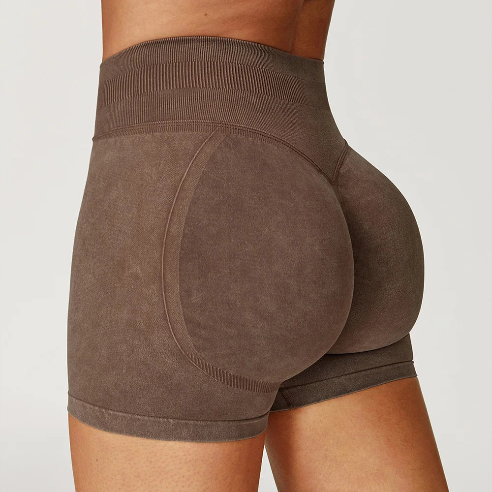 High Waist Yoga Shorts Women Sand Washed Yoga Shorts Workout Shorts Fitness Yoga Lift Butt Fitness Yoga Gym Running Short Pants