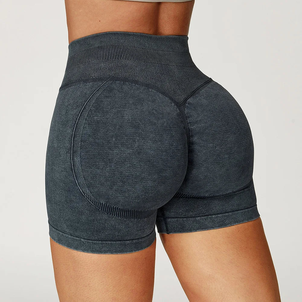 High Waist Yoga Shorts Women Sand Washed Yoga Shorts Workout Shorts Fitness Yoga Lift Butt Fitness Yoga Gym Running Short Pants