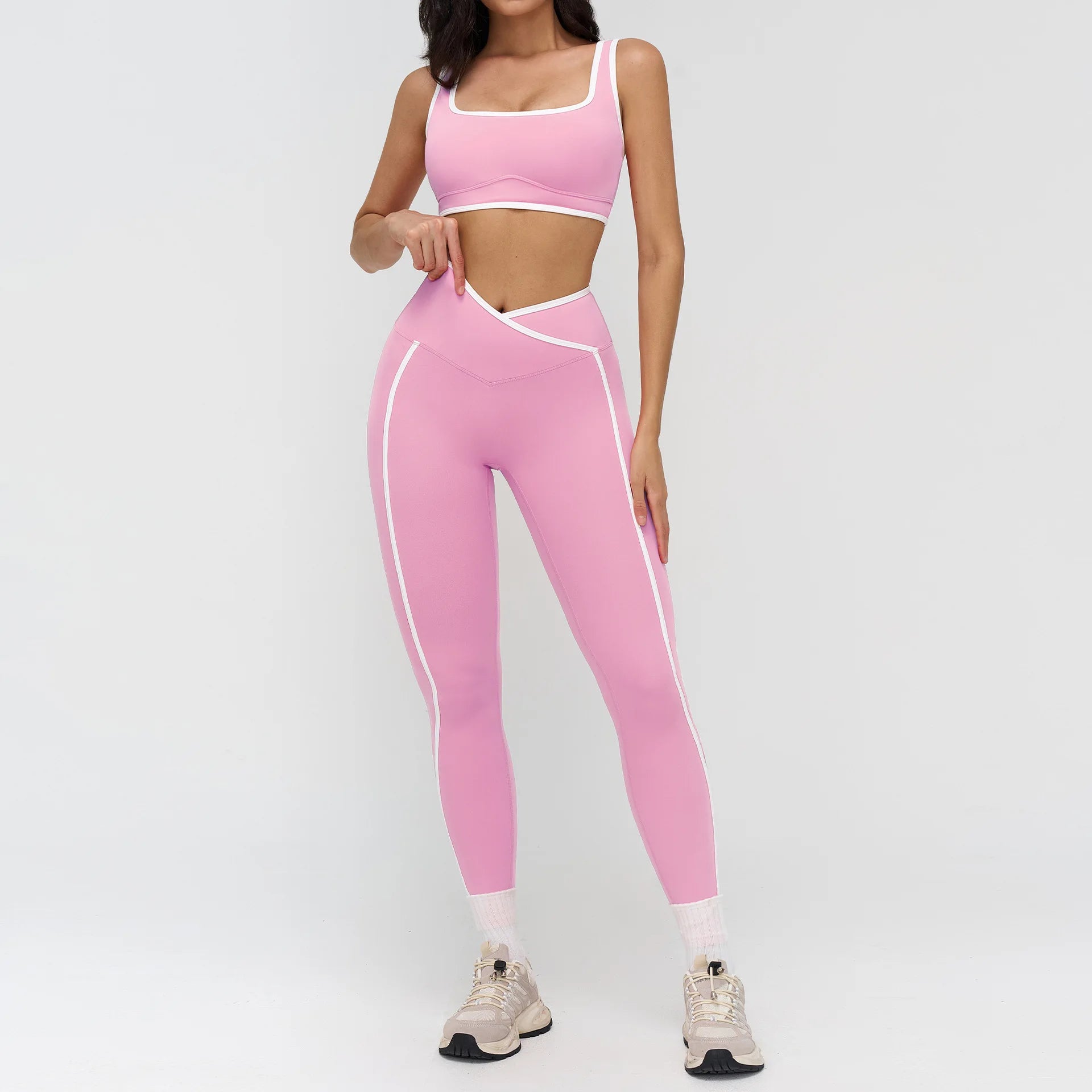 2PCS Women Tracksuits Fitness Set Yoga Set Gym Workout Athletic Wear Sports Bra High Waist Leggings Female Yoga Suit Sportswear