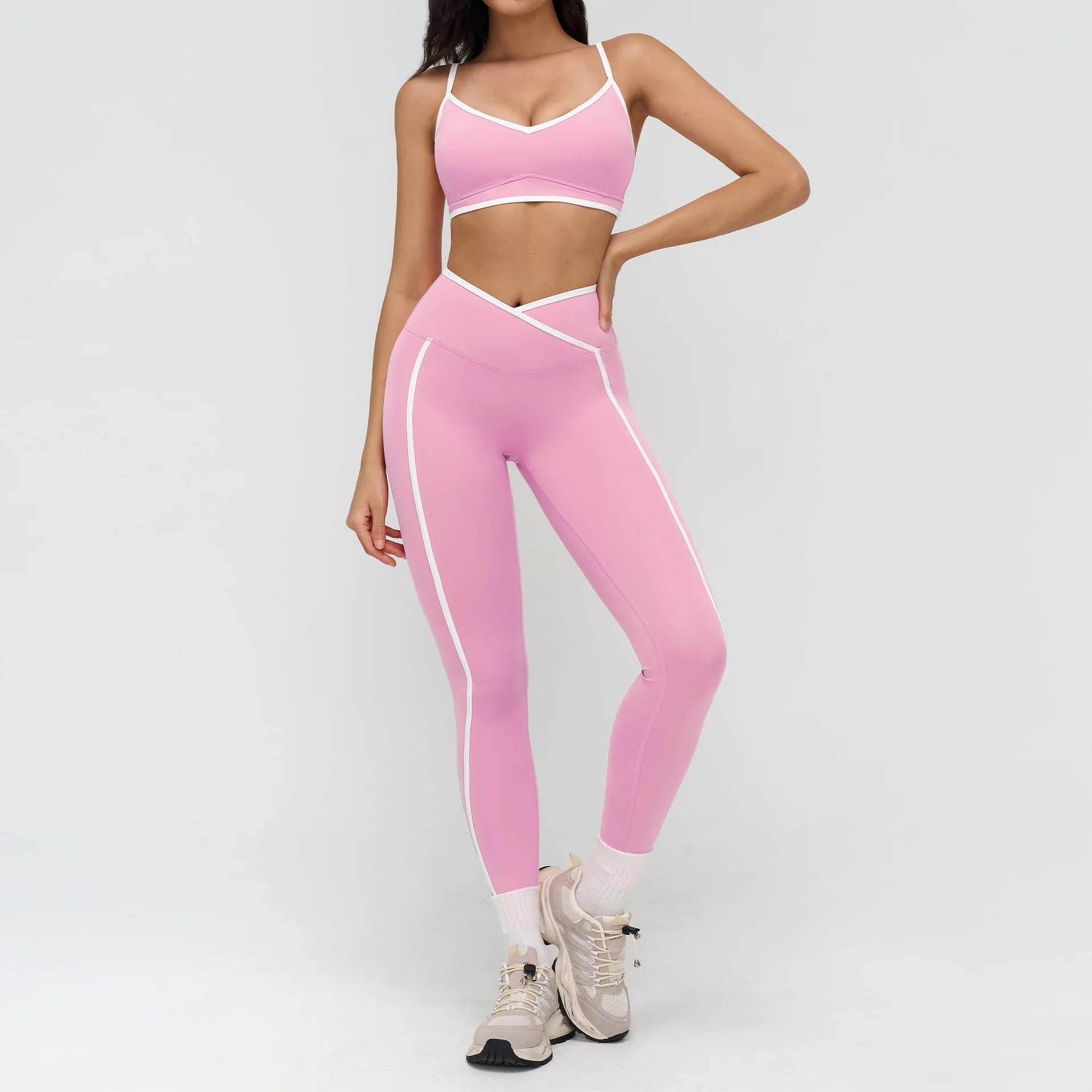 2PCS Women Tracksuits Fitness Set Yoga Set Gym Workout Athletic Wear Sports Bra High Waist Leggings Female Yoga Suit Sportswear
