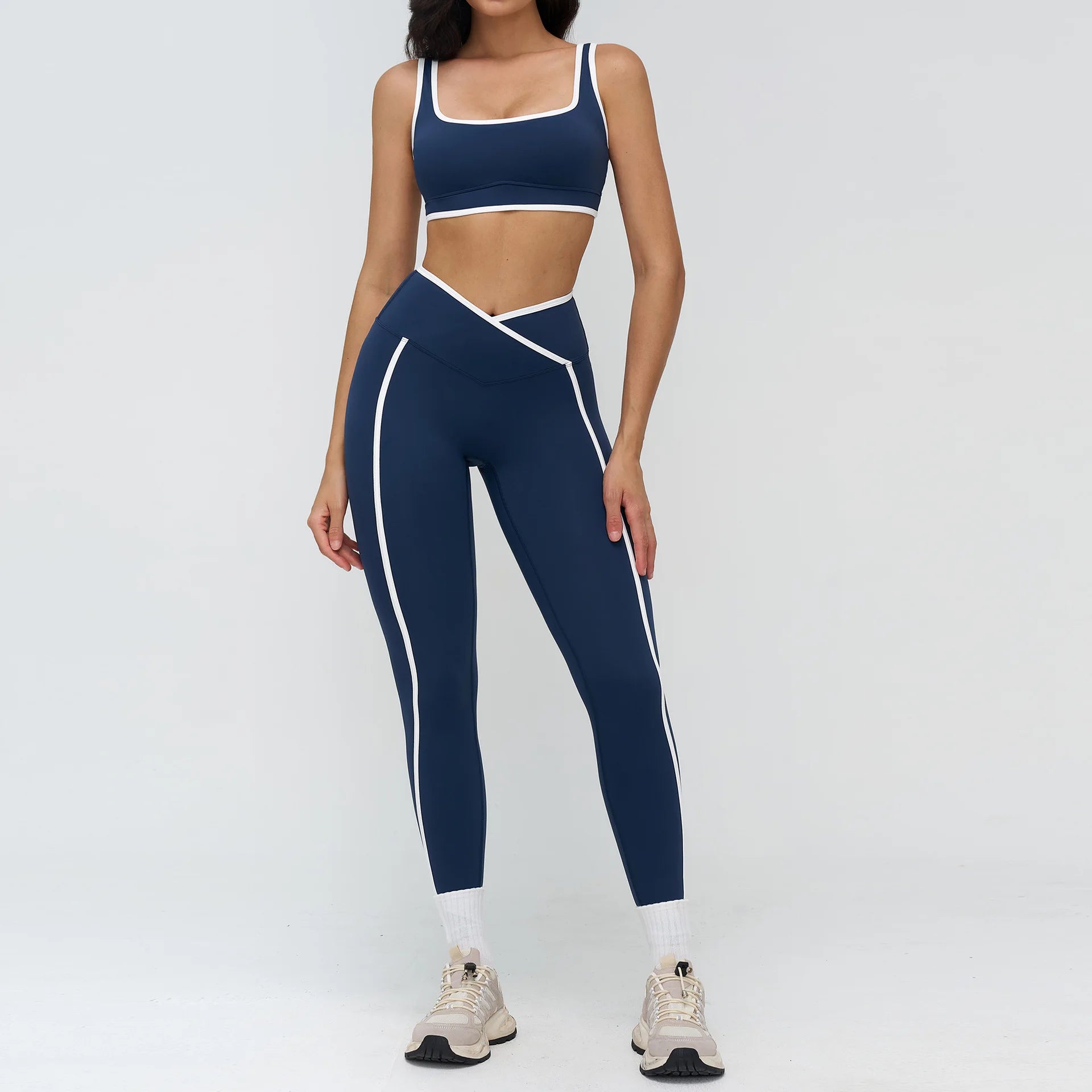 2PCS Women Tracksuits Fitness Set Yoga Set Gym Workout Athletic Wear Sports Bra High Waist Leggings Female Yoga Suit Sportswear