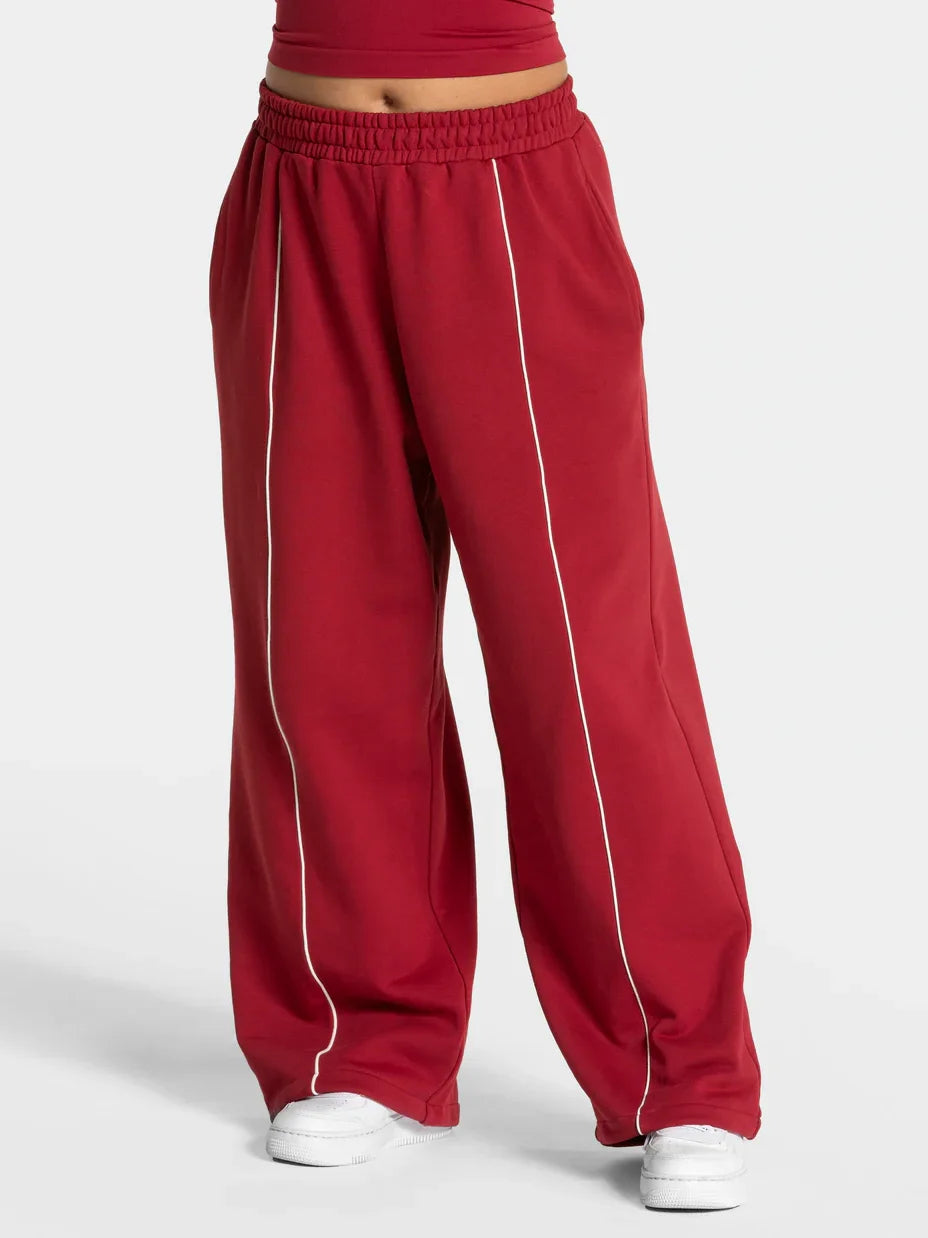 NCLAGEN Contrastline Wide Leg Joggers Women Cotton Running Trousers Mid Waist Casual Loose Sports Yoga Pants With Back Pocket