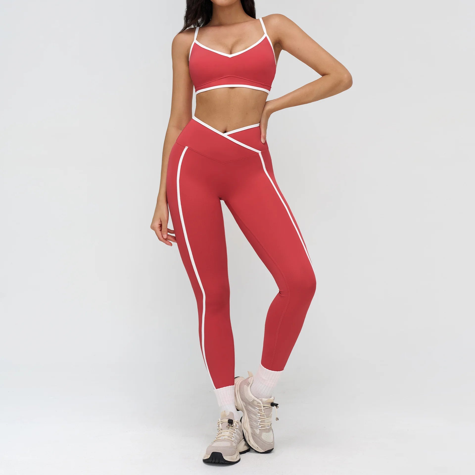 2PCS Women Tracksuits Fitness Set Yoga Set Gym Workout Athletic Wear Sports Bra High Waist Leggings Female Yoga Suit Sportswear