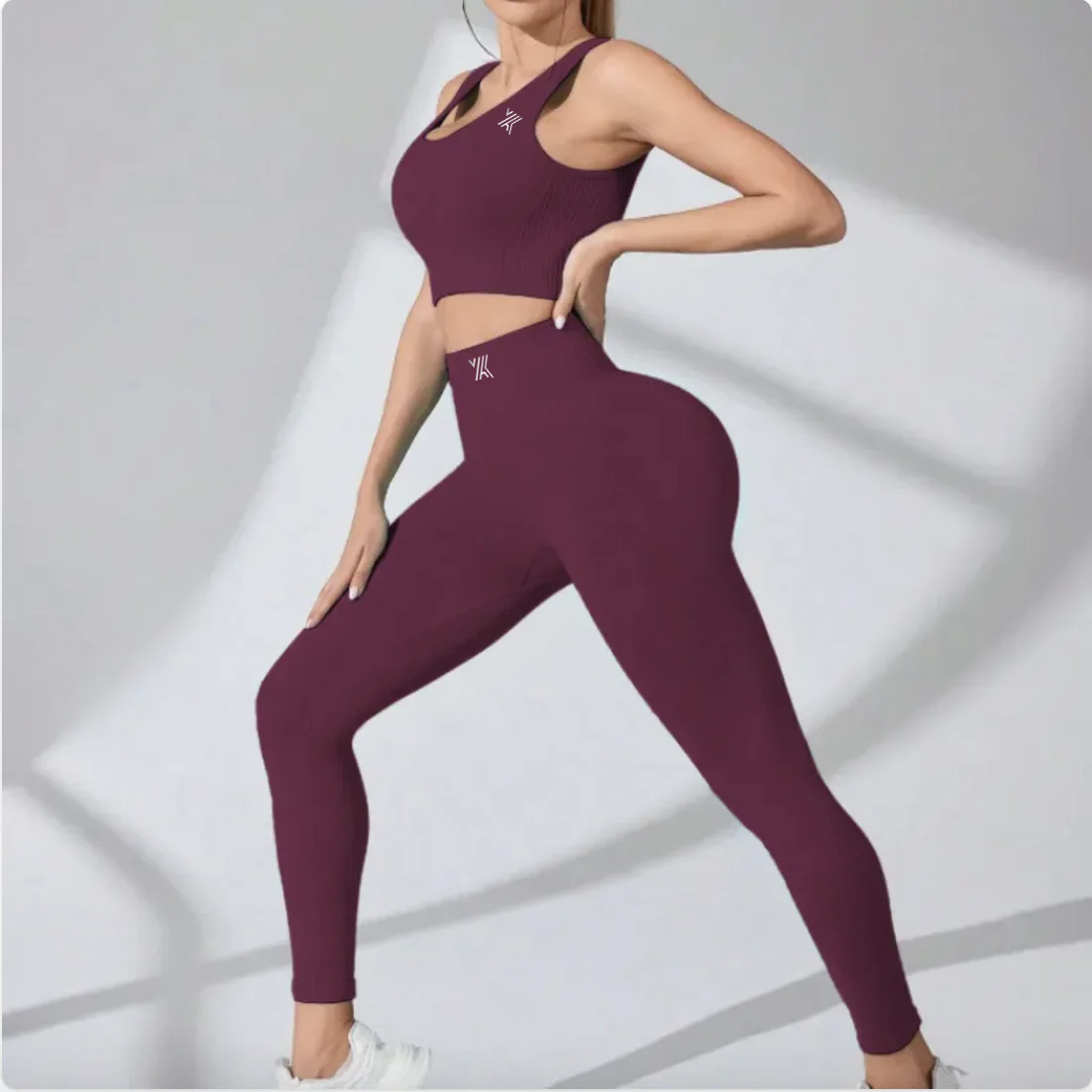 Lunessa High-Waist Leggings – Wine Red
